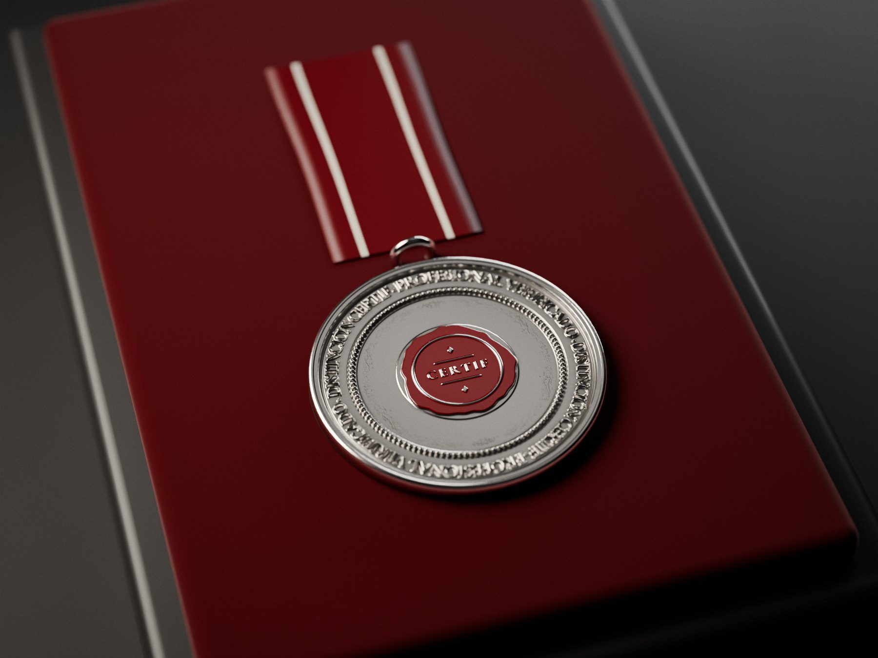 Medalla con baño de plata de la Distinción Certif en su estuche