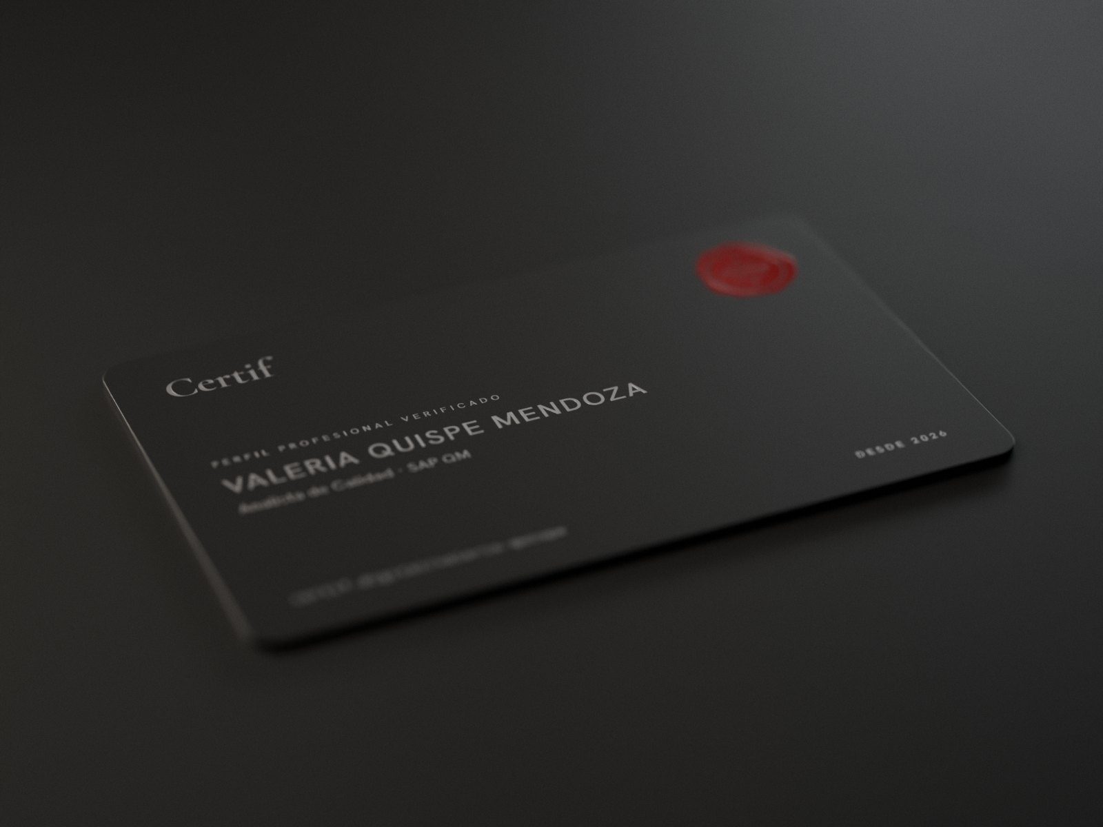 Tarjeta Certif de PVC negro con impresión plateada